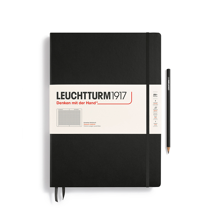 Libreta Master Classic (A4+),  Tapa dura, 235 Páginas numeradas, Negro, Cuadriculado