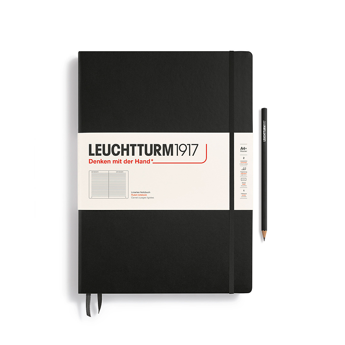 Libreta Master Classic (A4+),  Tapa dura, 235 Páginas numeradas, Negro, Rayado