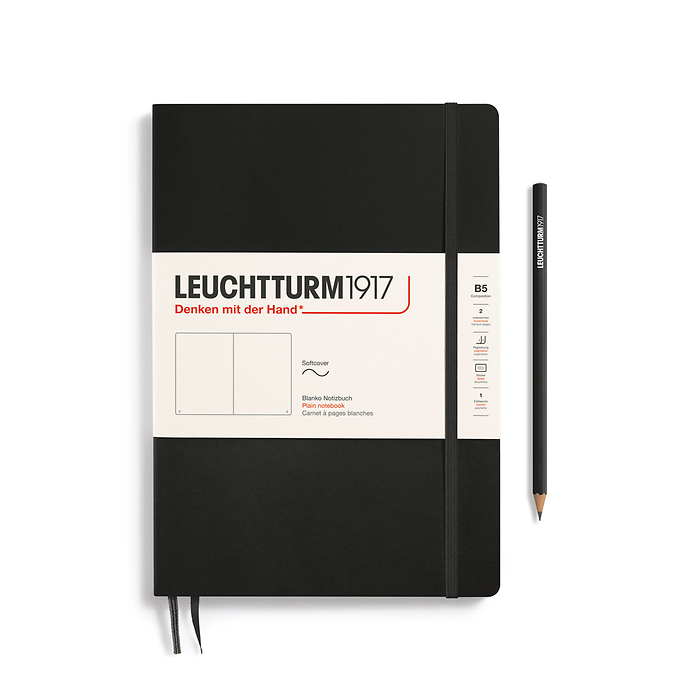Libreta Composition (B5), Tapa blanda, 123 Páginas numeradas, Negro, Liso