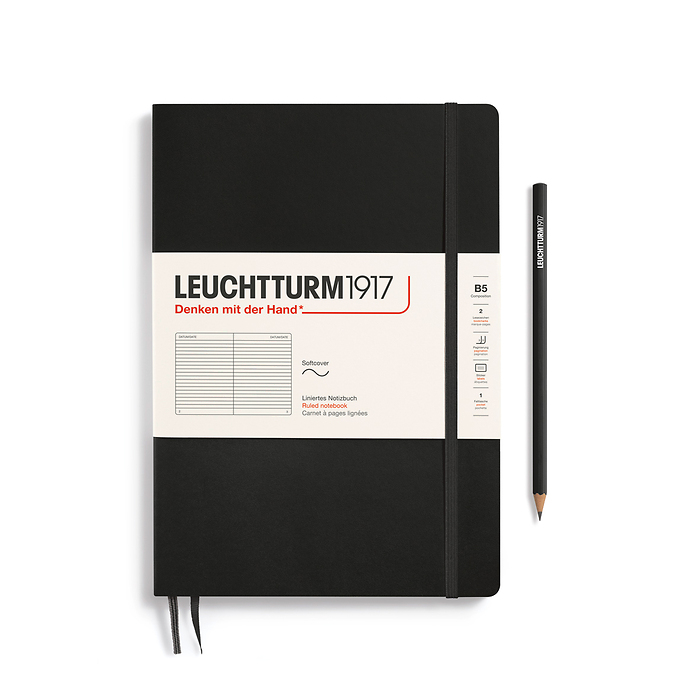 Libreta Composition (B5), Tapa blanda, 123 Páginas numeradas, Negro, Rayado