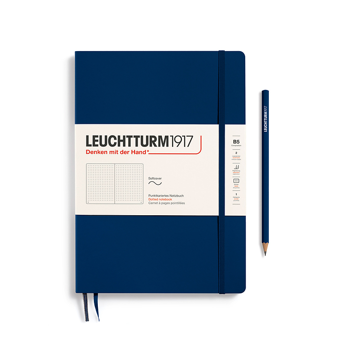 Libreta Composition (B5), Tapa blanda, 123 Páginas numeradas, Azul marino, Punteado