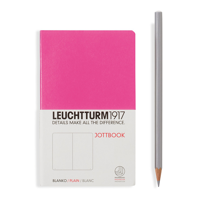 Jottbook Pocket (A6), 60 Páginas numeradas, 16 hojes perforadas, New Pink, Blanco