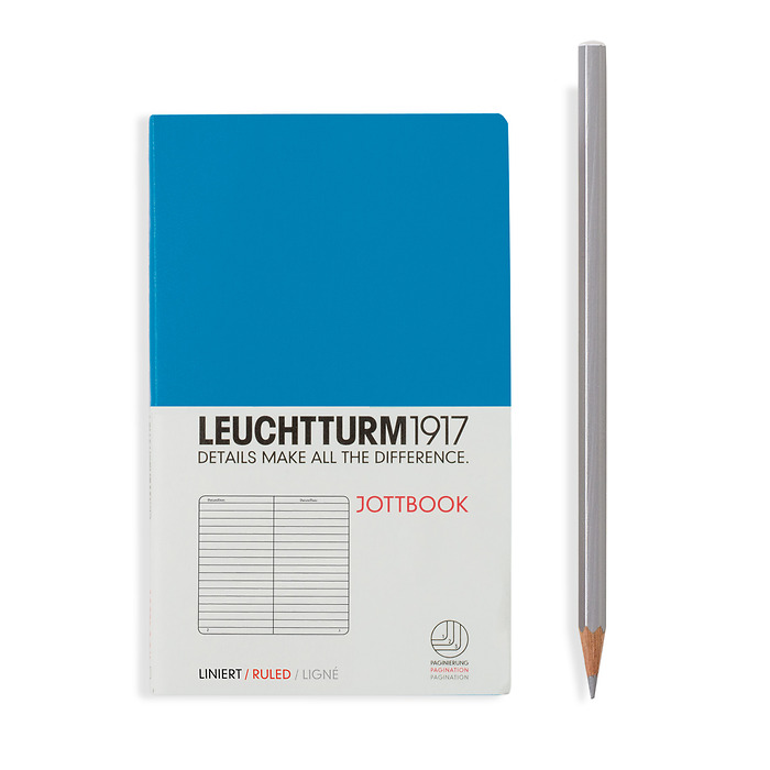 Jottbook Pocket (A6), 60 Páginas numeradas, 16 hojes perforadas, Azur, Rayado
