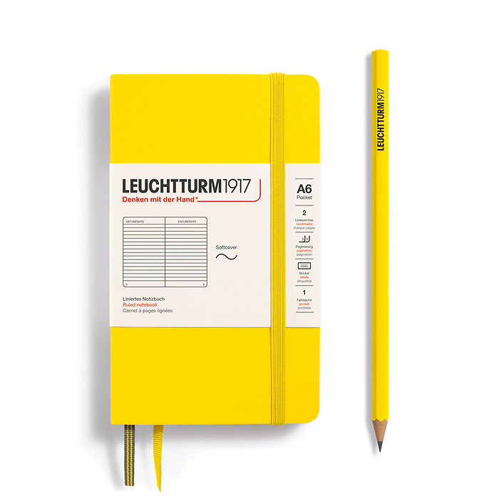 Libreta Pocket (A6), Tapa blanda, 123 Páginas numeradas, Limón, Rayado