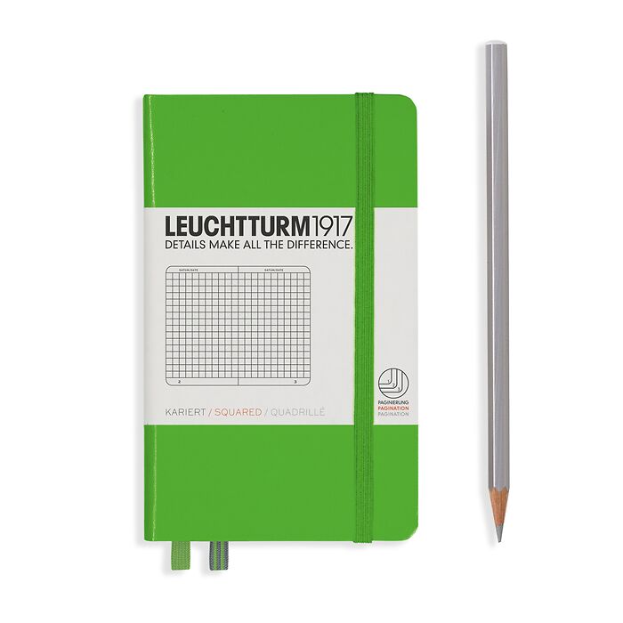 Libreta Pocket (A6), Tapa dura, 187 Páginas numeradas, Fresh Green, Cuadriculado
