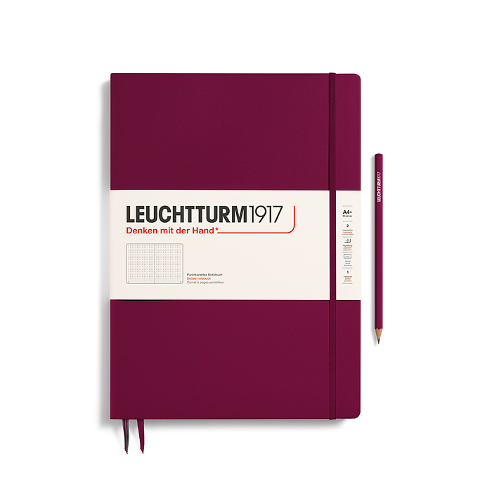 Libreta Master Slim (A4+), Tapa dura, 123 Páginas numeradas, Port Red, Punteado