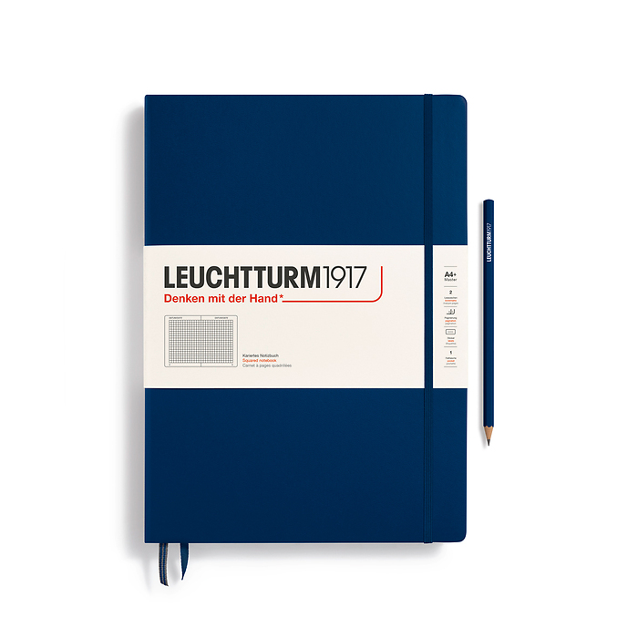 Libreta Master Classic (A4+),  Tapa dura, 235 Páginas numeradas, Azúl Marino, Cuadriculado