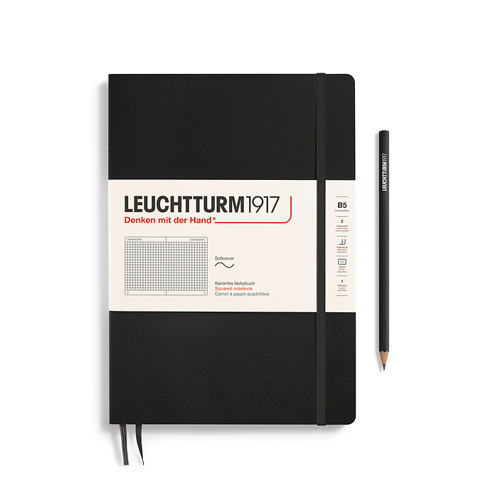 Libreta Composition (B5), Tapa blanda, 123 Páginas numeradas, Negro, Cuadriculado