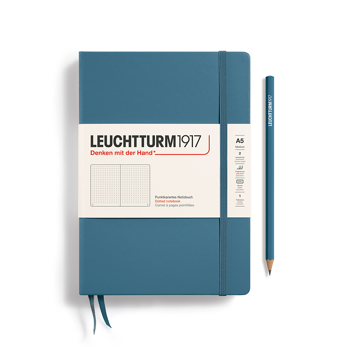 Libreta Medium (A5), Tapa dura, 251 Páginas numeradas, Stone Blue, Punteado