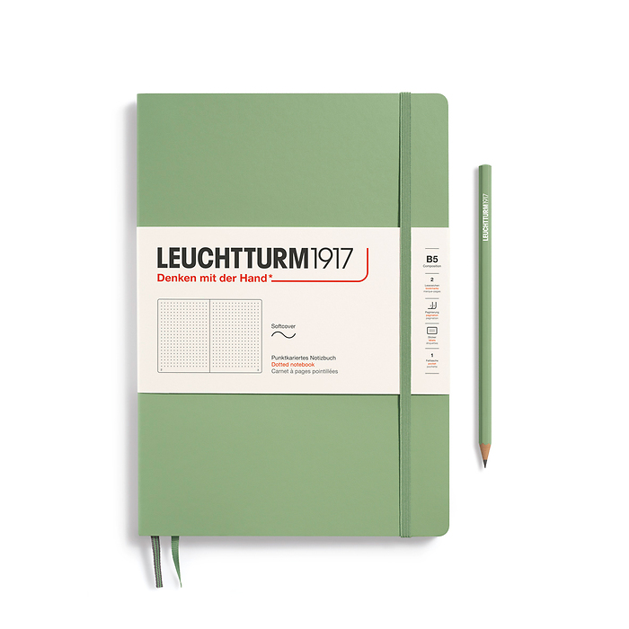 Libreta Composition (B5), Tapa blanda, 123 Páginas numeradas, Sage, Punteado