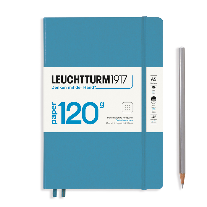 Libreta Medium (A5), Edición 120, Tapa dura, 203 Páginas numeradas, Azúl Nórdico, Punteado
