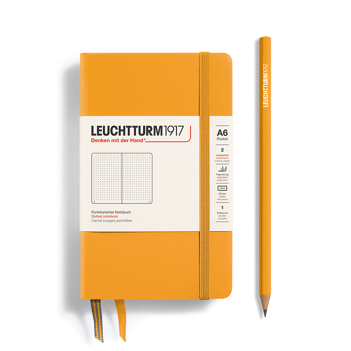 Libreta  Pocket (A6), Tapa dura, 187 Páginas numeradas, Rising Sun, Punteado
