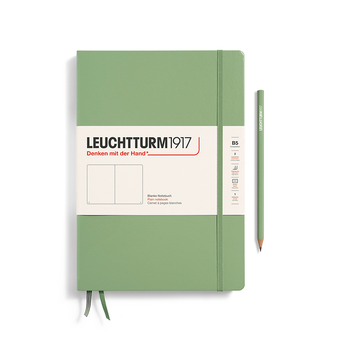 Libreta Composition (B5), Tapa dura, 219 Páginas numeradas,  Sage, Liso