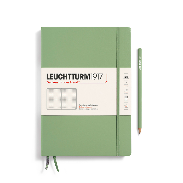 Libreta Composition (B5), Tapa dura, 219 Páginas numeradas,  Sage, Punteado
