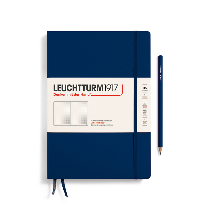 Libreta Composition (B5), Tapa dura, 219 Páginas numeradas, Azul marino, Punteado