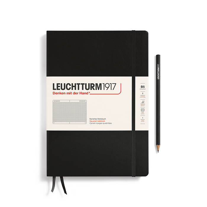 Libreta Composition (B5), Tapa dura, 219 Páginas numeradas,  Negro, Cuadriculado