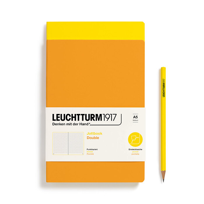 Jottbook Doble (A5 Medium), 59 P. numeradas, Punteado, Limón & Rising Sun, paquete doble