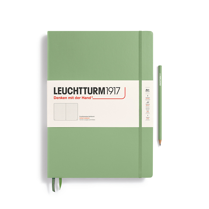 Libreta Master Classic (A4+),  Tapa dura, 235 Páginas numeradas, Sage, Punteado