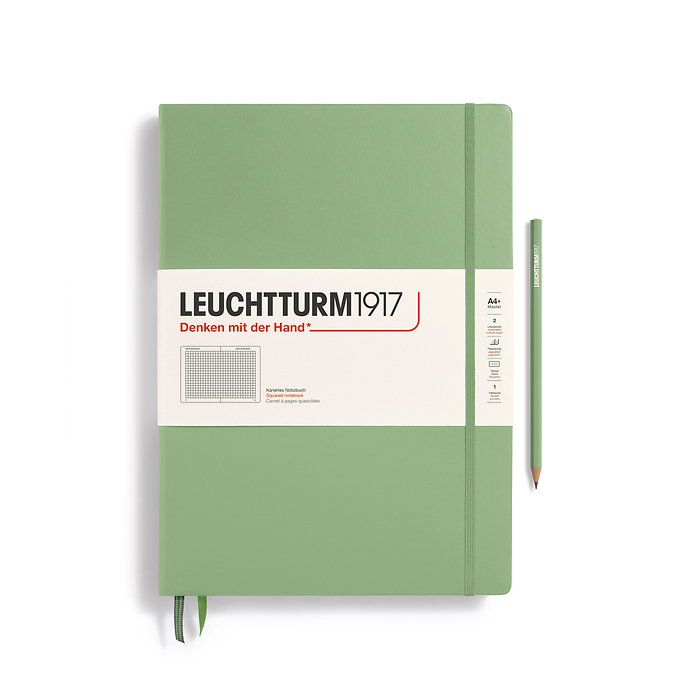 Libreta Master Classic (A4+),  Tapa dura, 235 Páginas numeradas, Sage, Cuadriculado