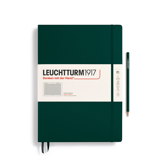 Libreta Master Classic (A4+),  Tapa dura, 235 Páginas numeradas, Forest Green, Cuadriculad