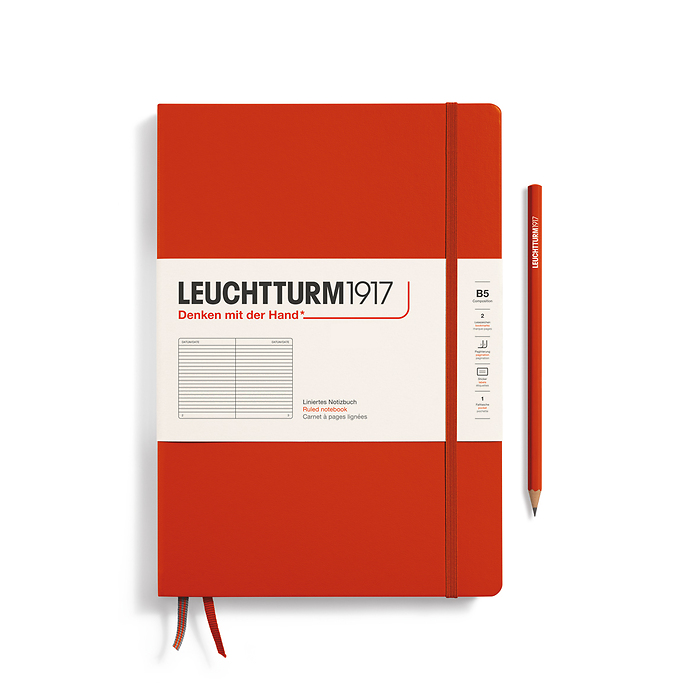 Libreta Composition (B5), Tapa dura, 219 Páginas numeradas,  Fox Red, Rayado