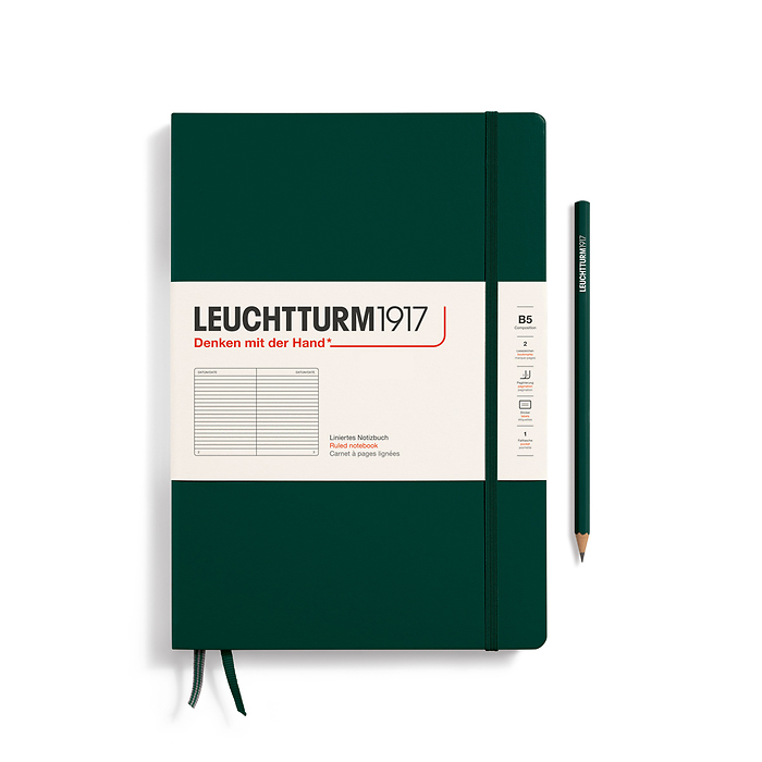 Libreta Composition (B5), Tapa dura, 219 Páginas numeradas,  Forest Green, Rayado