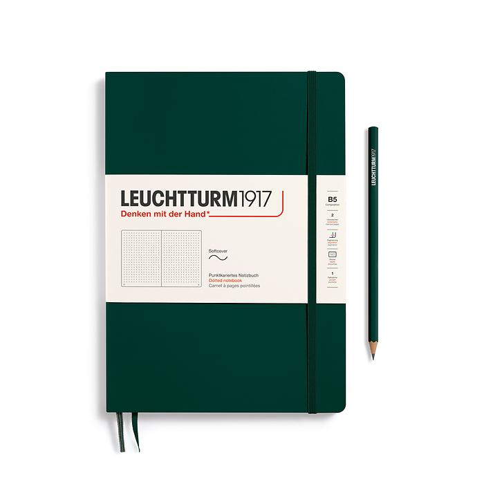 Libreta Composition (B5), Tapa blanda, 123 Páginas numeradas, Forest Green, Punteado