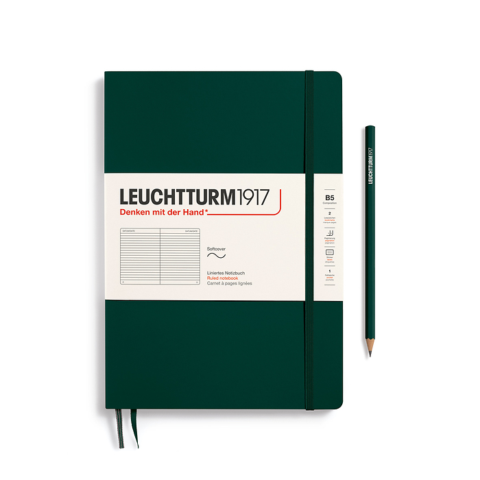 Libreta Composition (B5), Tapa blanda, 123 Páginas numeradas, Forest Green, Rayado