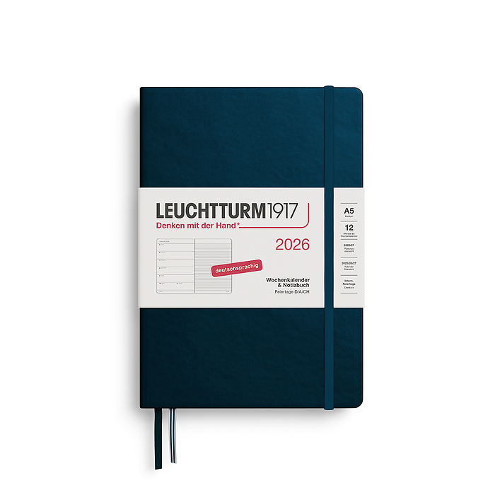 Agenda Semana Vista & Libreta  Medium (A5) 2026, Deep Sea, Alemán