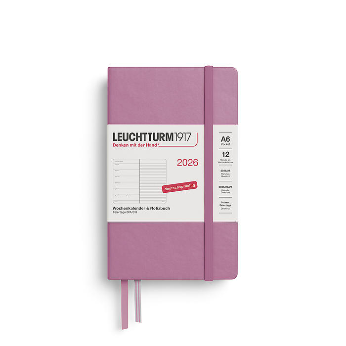 Agenda Semana Vista & Libreta  Pocket (A6) 2026, Dusty Rose, Alemán