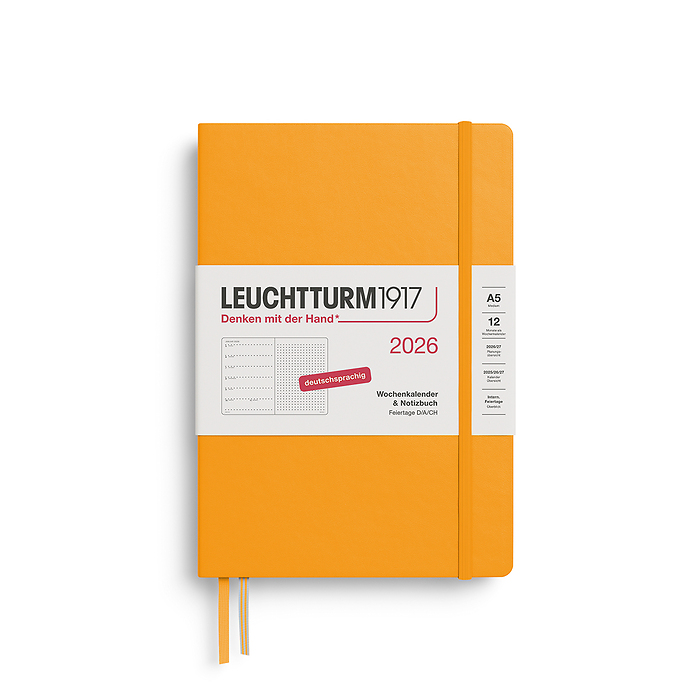 Agenda Semana Vista & Libreta  Punteado Medium (A5) 2026, Rising Sun, Alemán