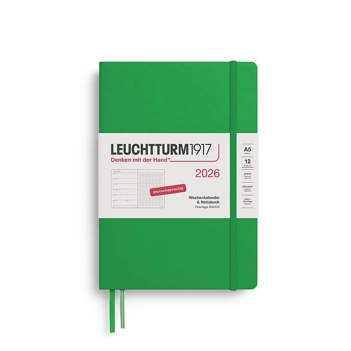 Agenda Semana Vista & Libreta  Punteado Medium (A5) 2026, Spring Leaf, Alemán