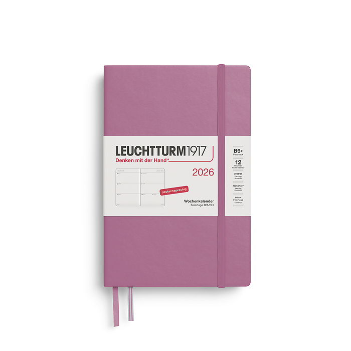 Agenda Semana Vista Paperback  (B6+) 2026, Dusty Rose, Alemán