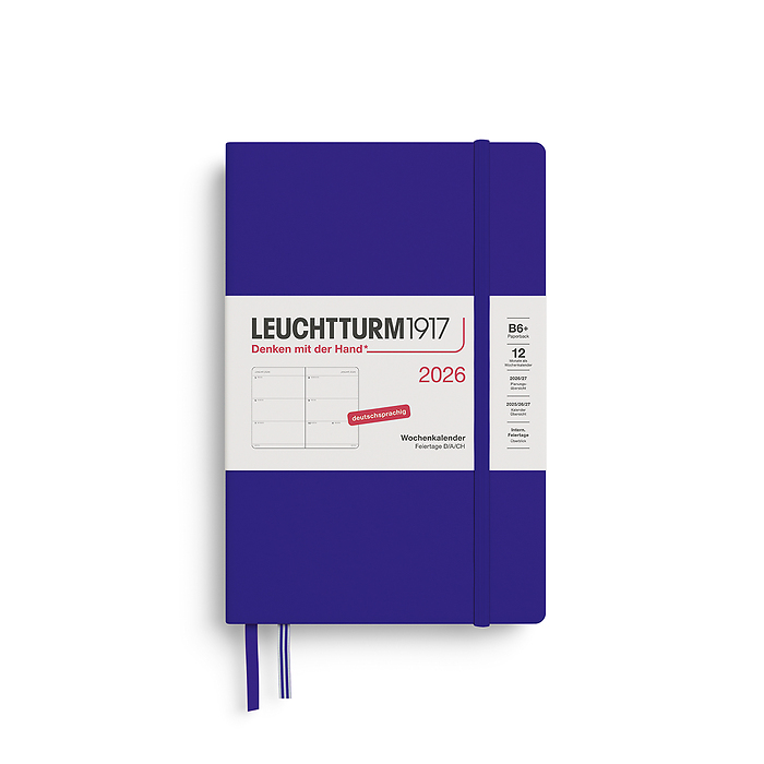 Agenda Semana Vista Paperback  (B6+) 2026, Ink, Alemán