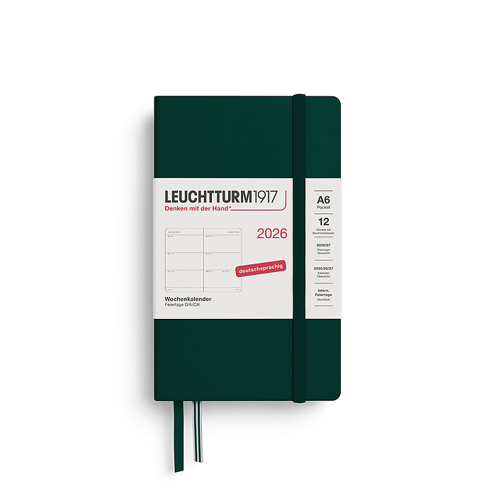Agenda Semana Vista Pocket (A6) 2026, Forest Green, Alemán