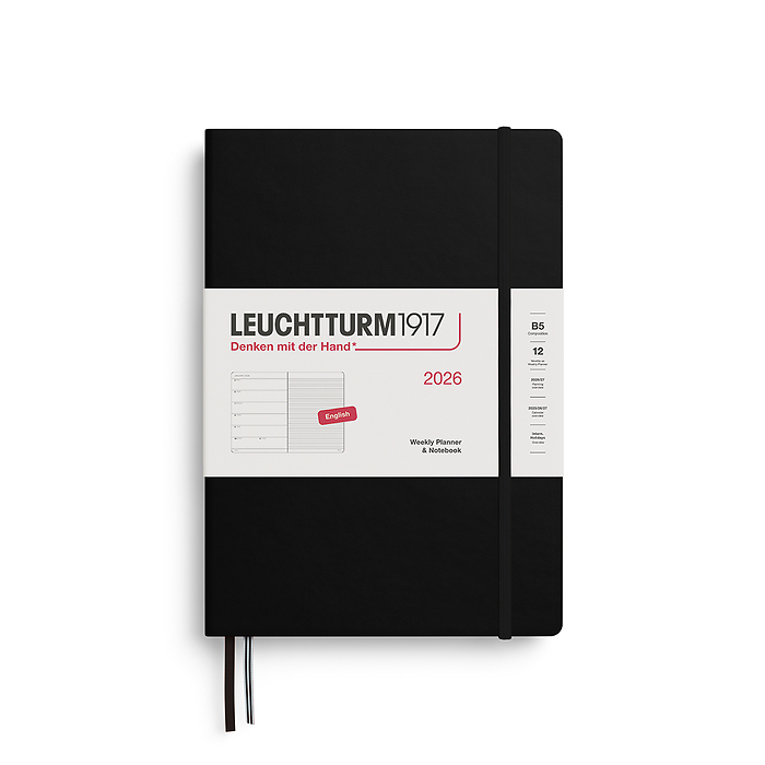 Agenda Semana Vista & Libreta  Composition (B5) 2026, Negro, Inglés