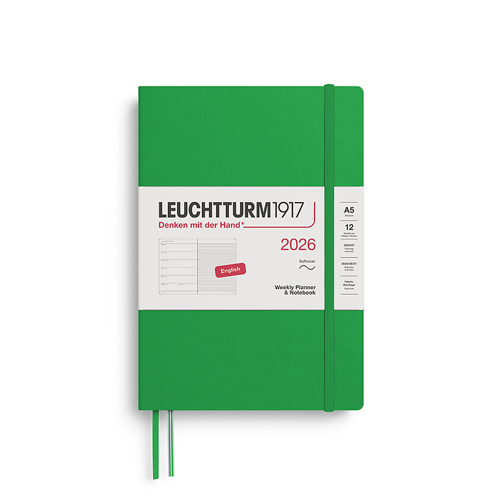 Agenda Semana Vista & Libreta  Medium (A5) 2026, Tapas blandas, Spring Leaf, Inglés