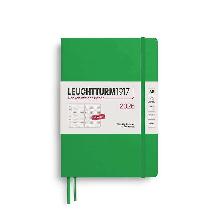 Agenda Semana Vista & Libreta  Punteado Medium (A5) 2026, Spring Leaf, Inglés