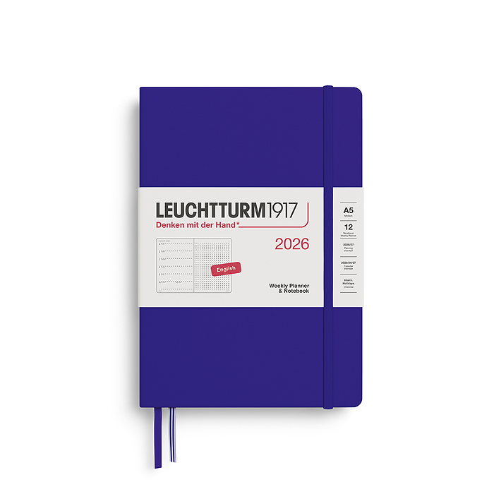 Agenda Semana Vista & Libreta  Punteado Medium (A5) 2026, Ink, Inglés
