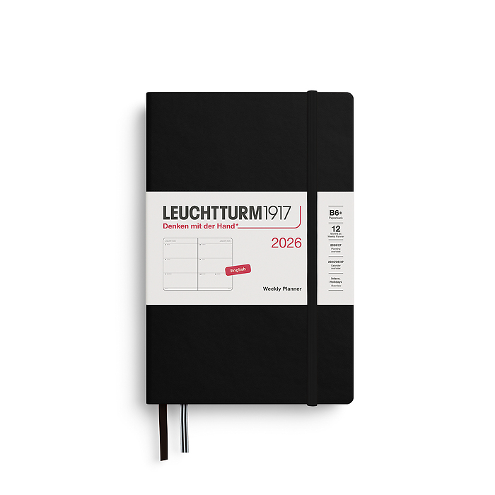 Agenda Semana Vista Paperback  (B6+) 2026, Negro, Inglés