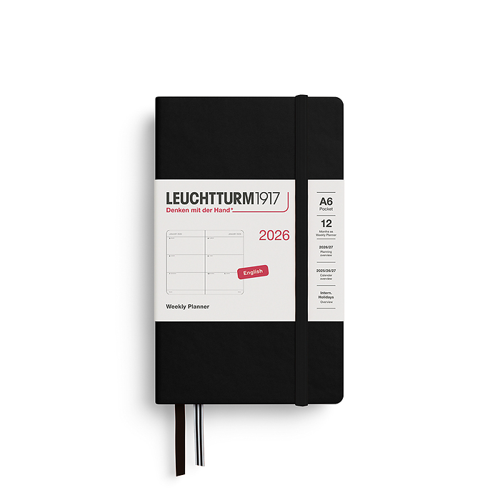 Agenda Semana Vista Pocket (A6) 2026, Negro, Inglés