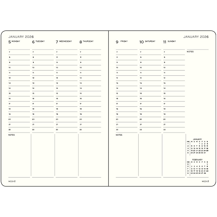 Planificador Semanal Medium (A5) 2026, Spring Leaf, Inglés