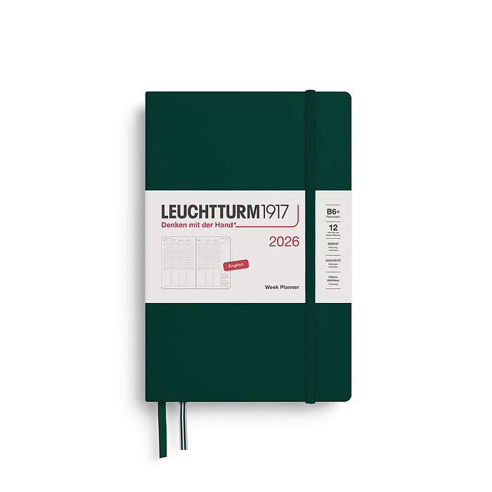 Planificador Semanal Paperback (B6+) 2026, Forest Green, Inglés