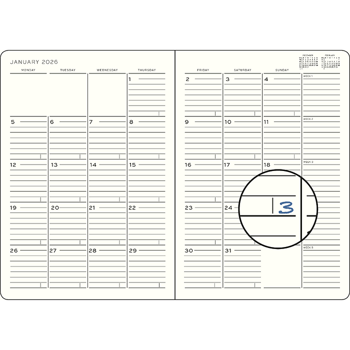 Planificador Mensual & Libreta (B6+) 2026, 16 Meses, Tapas blandas, Spring Leaf, Inglés