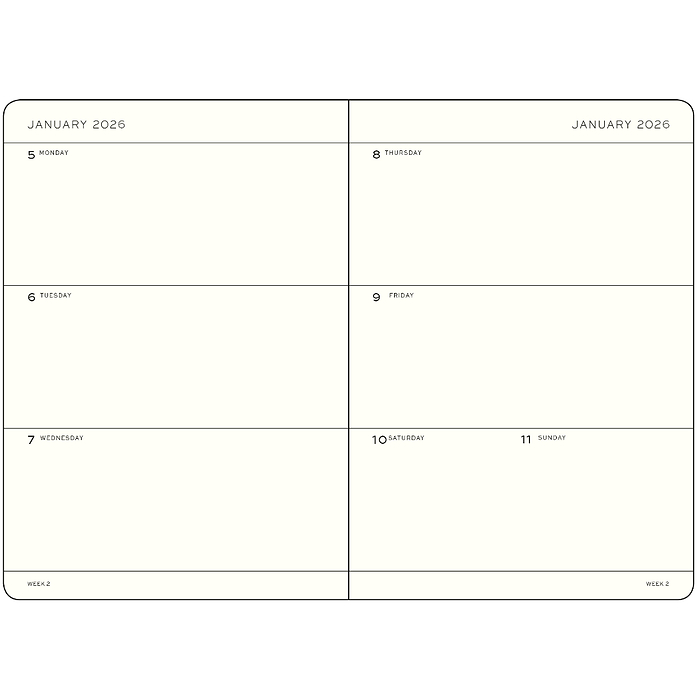 Agenda Semana Vista Medium (A5) 2026, 18 Meses, Ink, Inglés