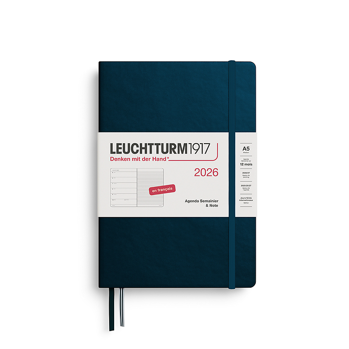 Agenda Semana Vista & Libreta  Medium (A5) 2026, Deep Sea, Francés