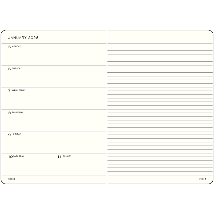 Agenda Semana Vista & Libreta  Paperback (B6+) 2026, Tapas blandas, Ink, Francés
