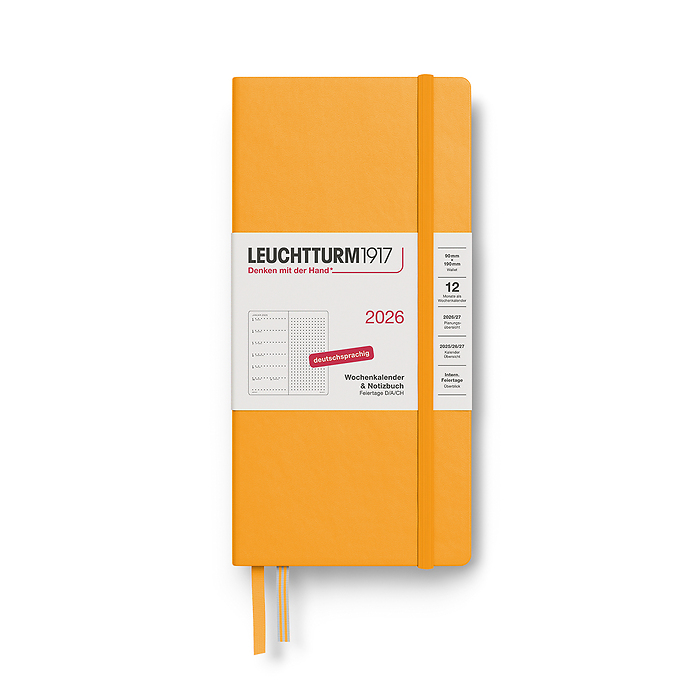 Agenda Semana Vista & Libreta Punteado Wallet (B6+ x A6) 2026, Rising Sun, Alemán