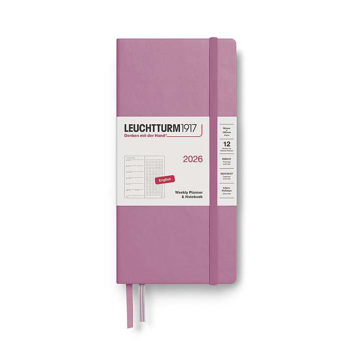 Agenda Semana Vista & Libreta Punteado Wallet (B6+ x A6) 2026, Dusty Rose, Inglés