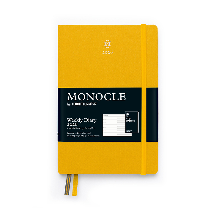 Agenda Semana Vista y Libreta Monocle, B6+ 2026, con libreto extra, Yellow, Inglés